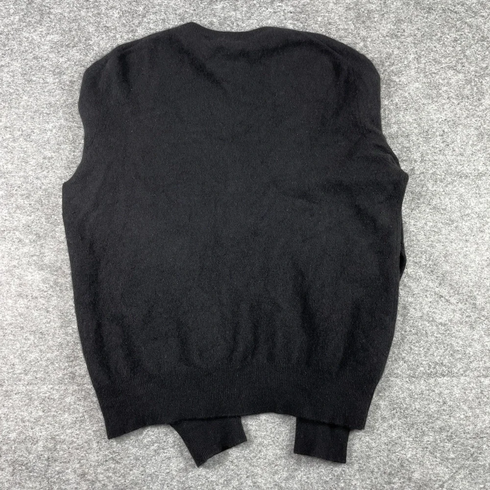 Polo Ralph Lauren Sweater Mens L Black 100% Merino Wool V-Neck Purple Pony
